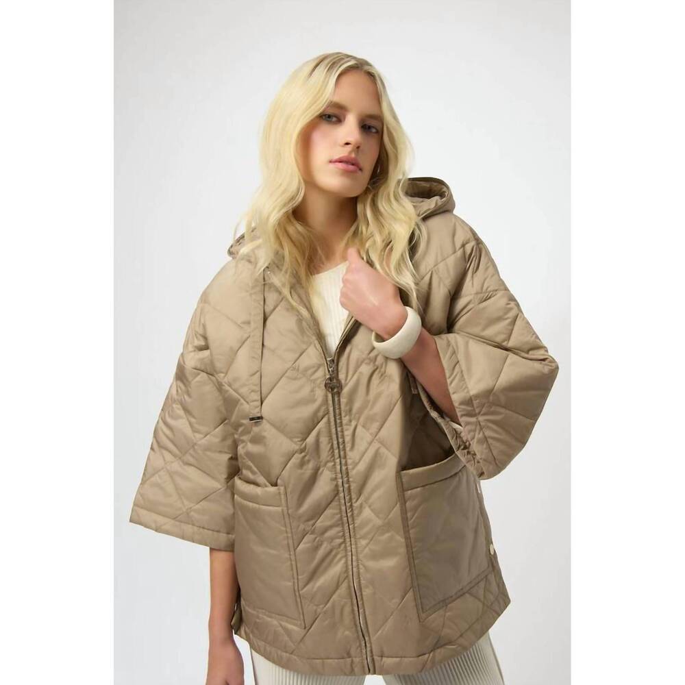 NEW JOSEPH RIBKOFF diamond quilt hooded jacket in gold